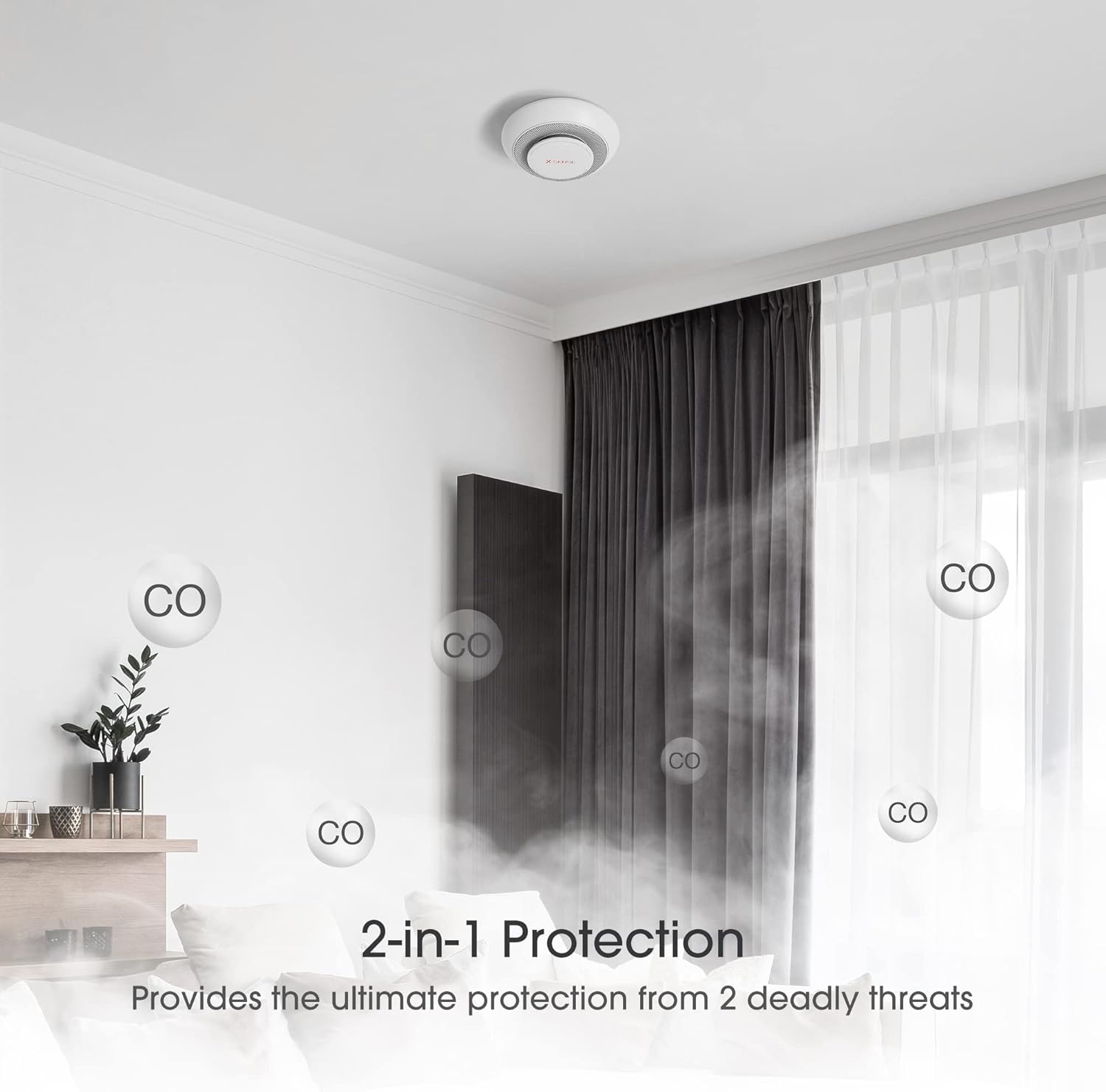 3-Pack Wireless Smoke Carbon Monoxide Detector Alarm Q369189