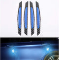 4pcs 3D Super Blue Reflective Stickers Black Real Carbon Fiber Strips Car Side Door Edge Bumper Anti-Scratch Protection Guards Trim Stickers Universal Pack of 2 H5623