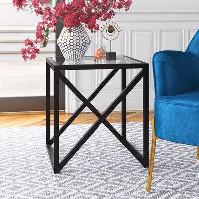 Black Glass End Table J374