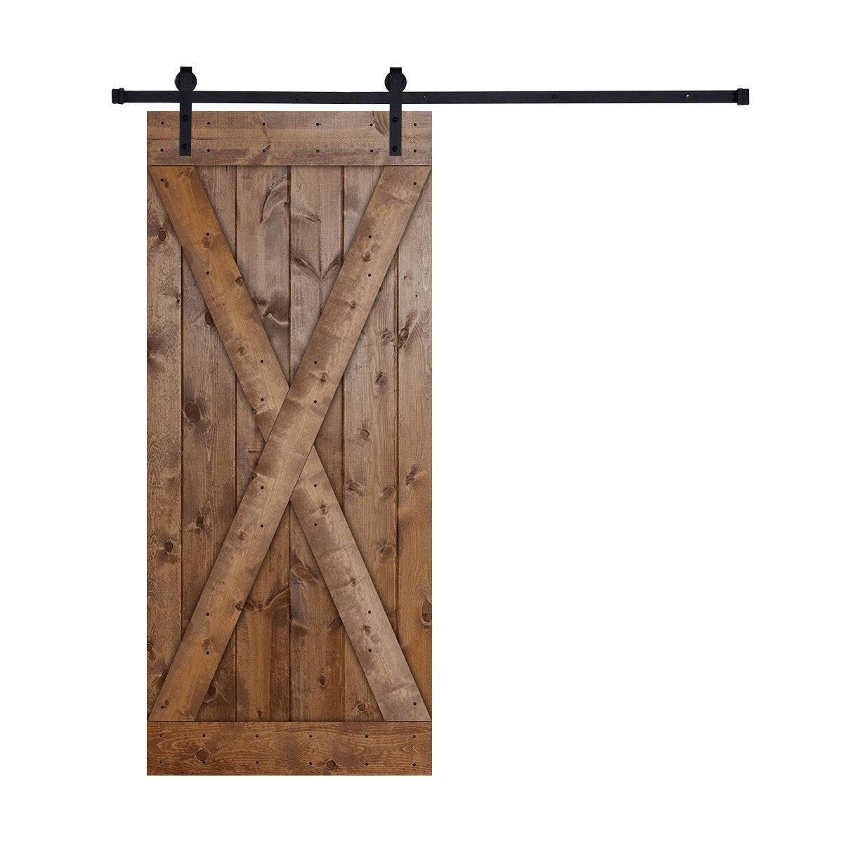 Paneled Wood Barn Door with Installation Hardware Kit - Dark Walnut X942