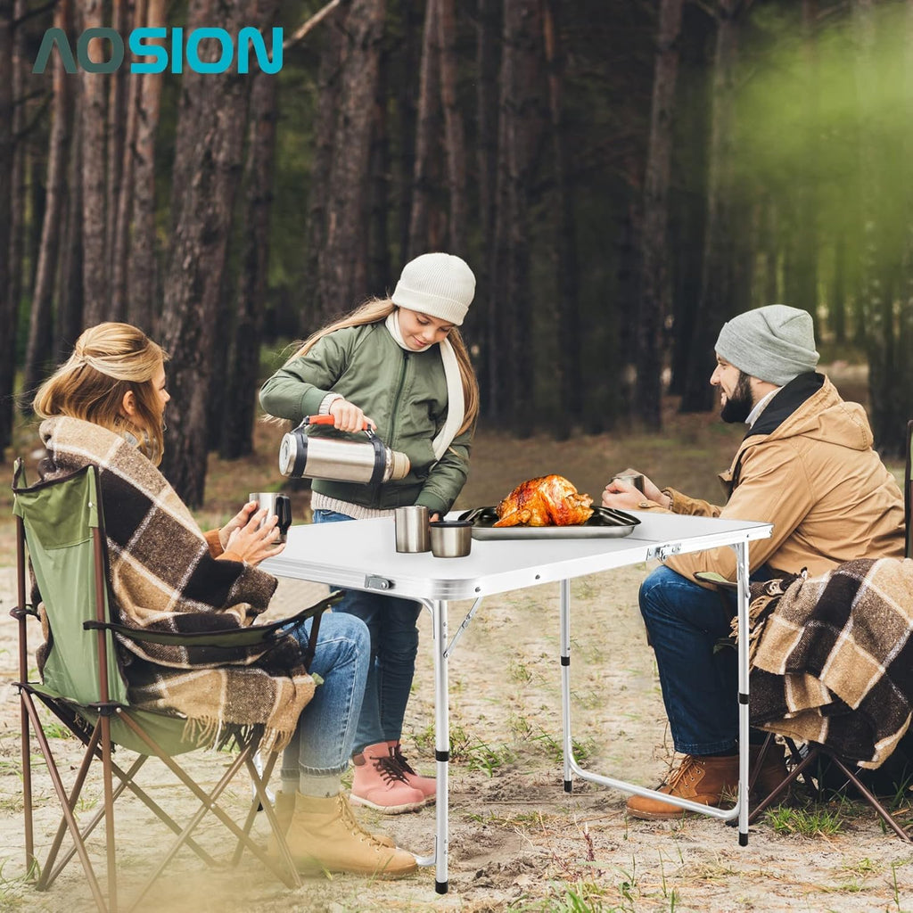 Folding Picnic Table, 4FT Aluminum Portable Table with Handle H62040