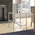 Satin Nickel Glass Top End Table with Storage K22186