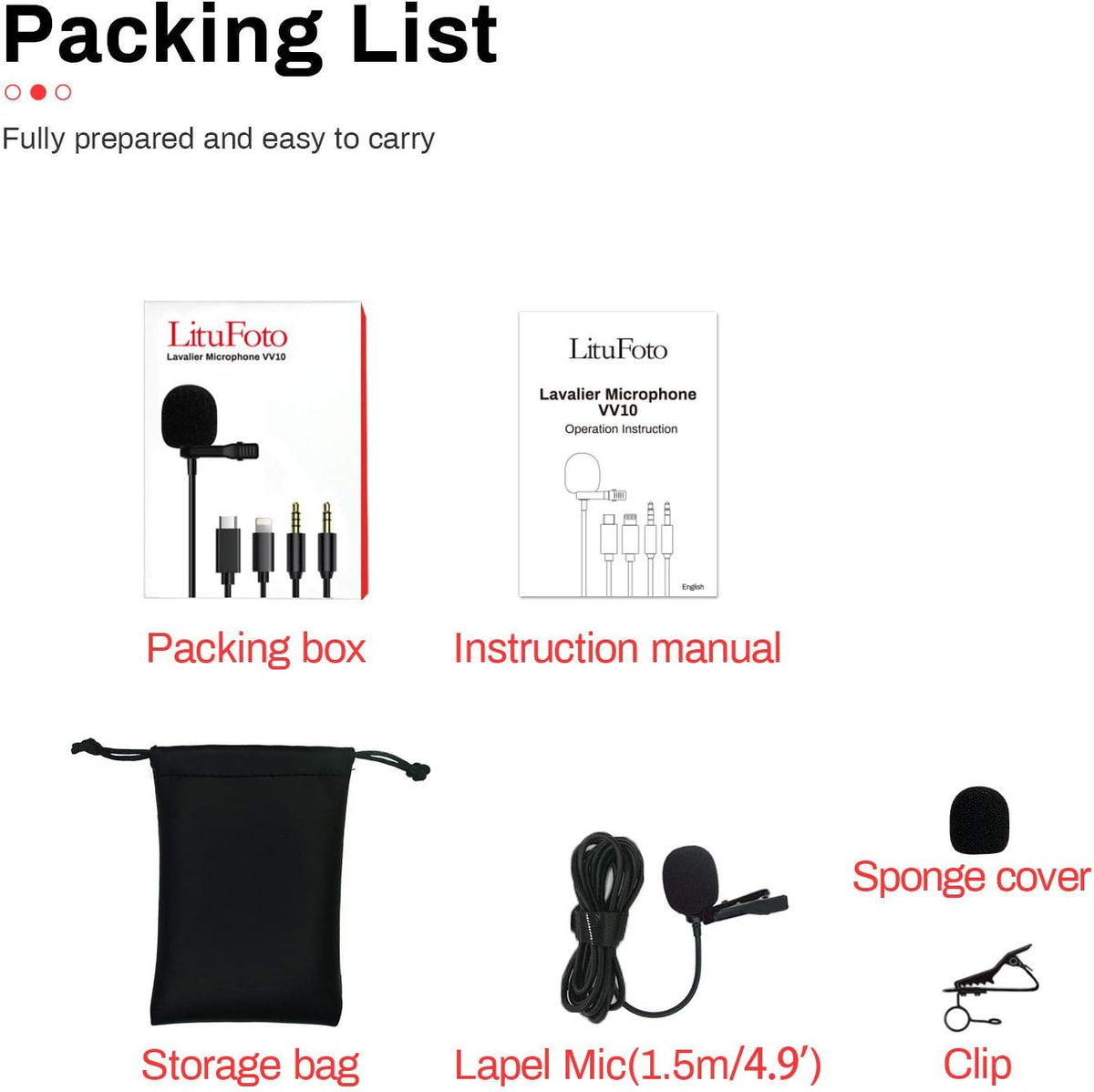 Lavalier Microphone Lapel Mic Kit with Omnidirectional Condenser, 3.5mm Jack H5548