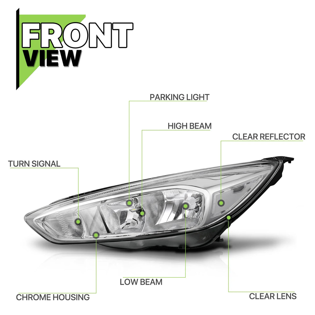 1 Pair Headlight Assembly with Pre-Assembled LED Bulbs I1124