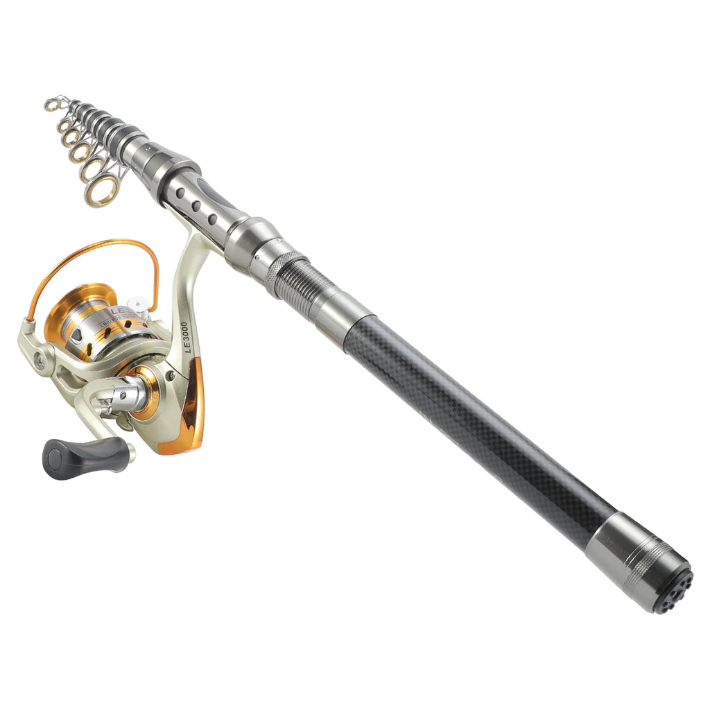 Telescopic Fishing Rod and Reel Combo with Spinning Reel, 100M Fishing Line, Lures, Hooks, and Jig Head X107447