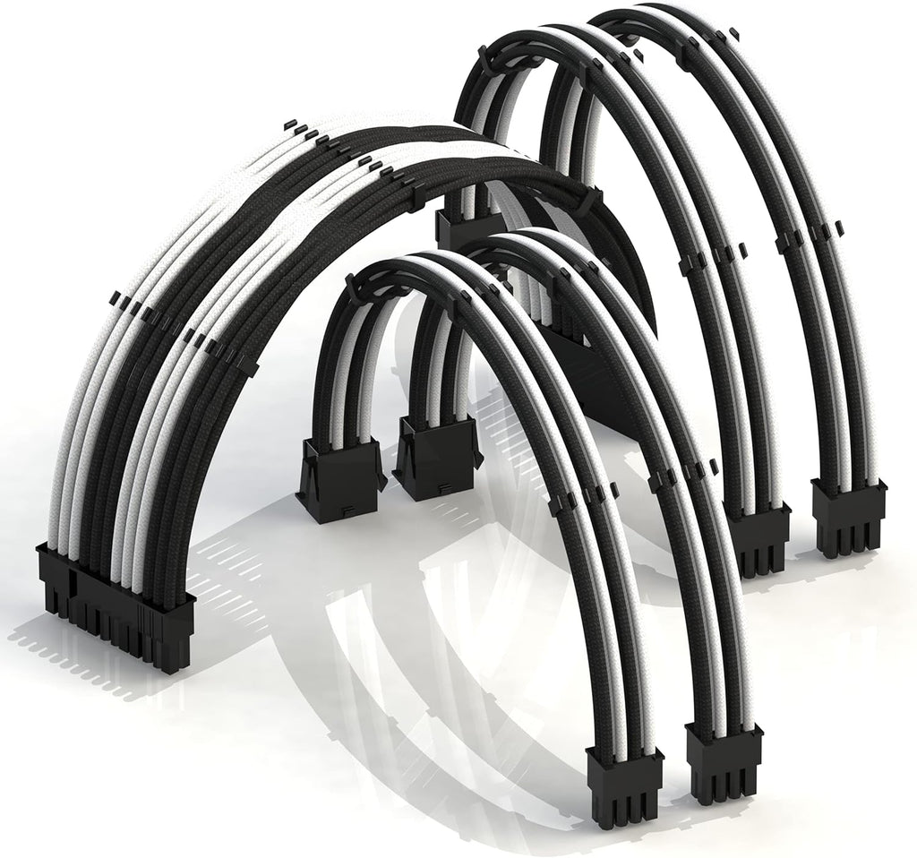 30cm Braided PSU Cable Extension Kit Blueblack Pack of 2 G35439
