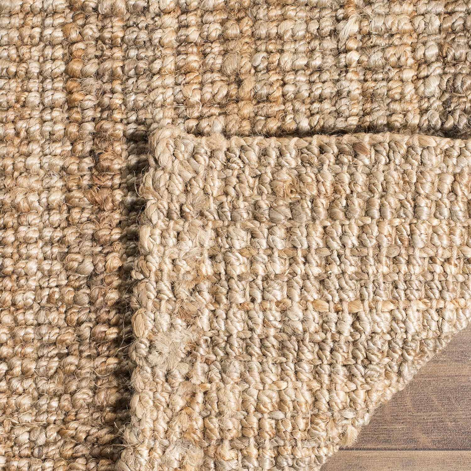 Natural Fiber Collection X-Large Area Rug - 11' x 15', Natural, Handmade Chunky Textured Jute 0.75-inch Thick L752