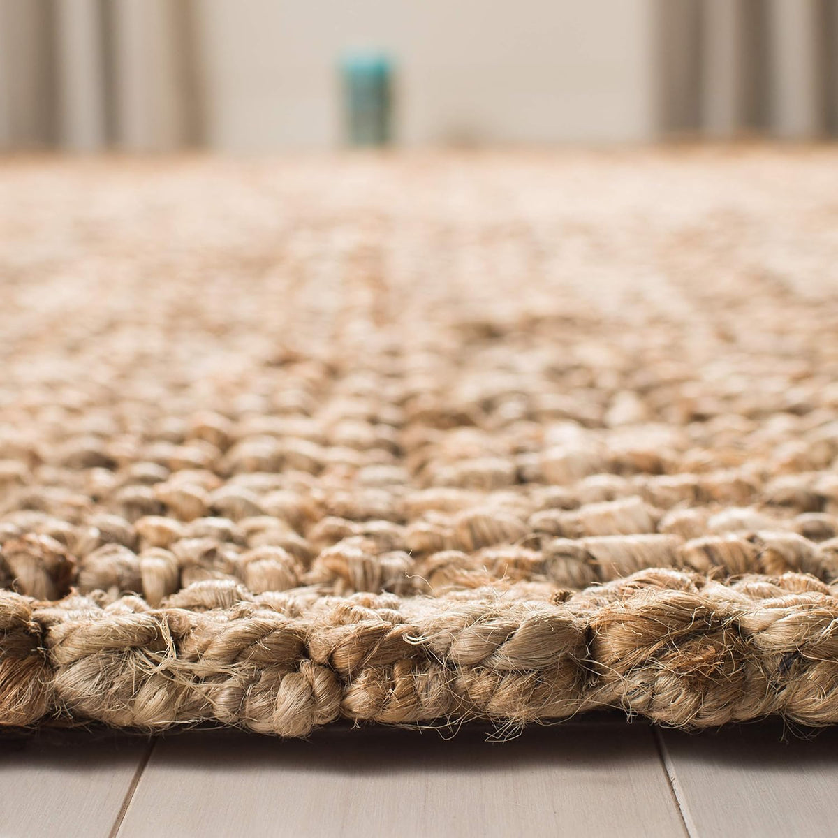 Natural Fiber Collection X-Large Area Rug - 11' x 15', Natural, Handmade Chunky Textured Jute 0.75-inch Thick L752