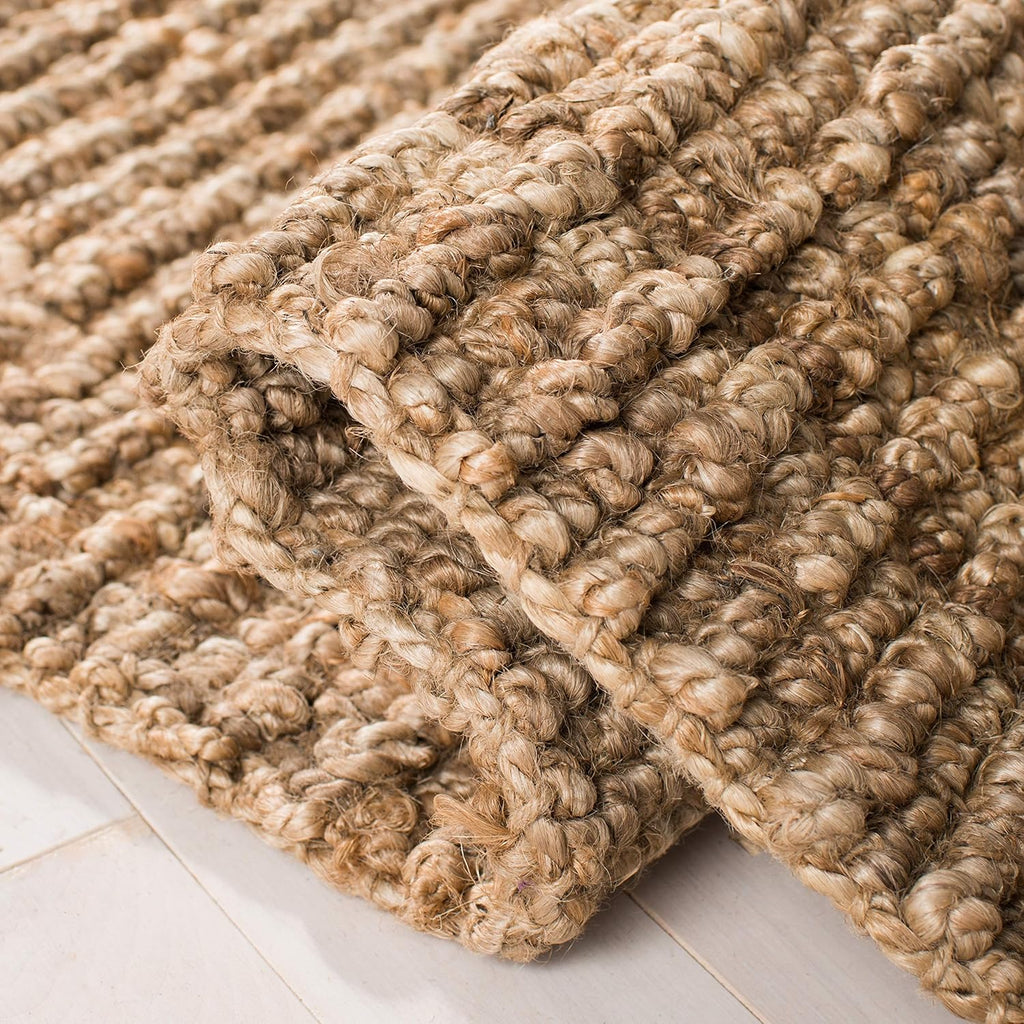 Natural Fiber Collection X-Large Area Rug - 11' x 15', Natural, Handmade Chunky Textured Jute 0.75-inch Thick L752