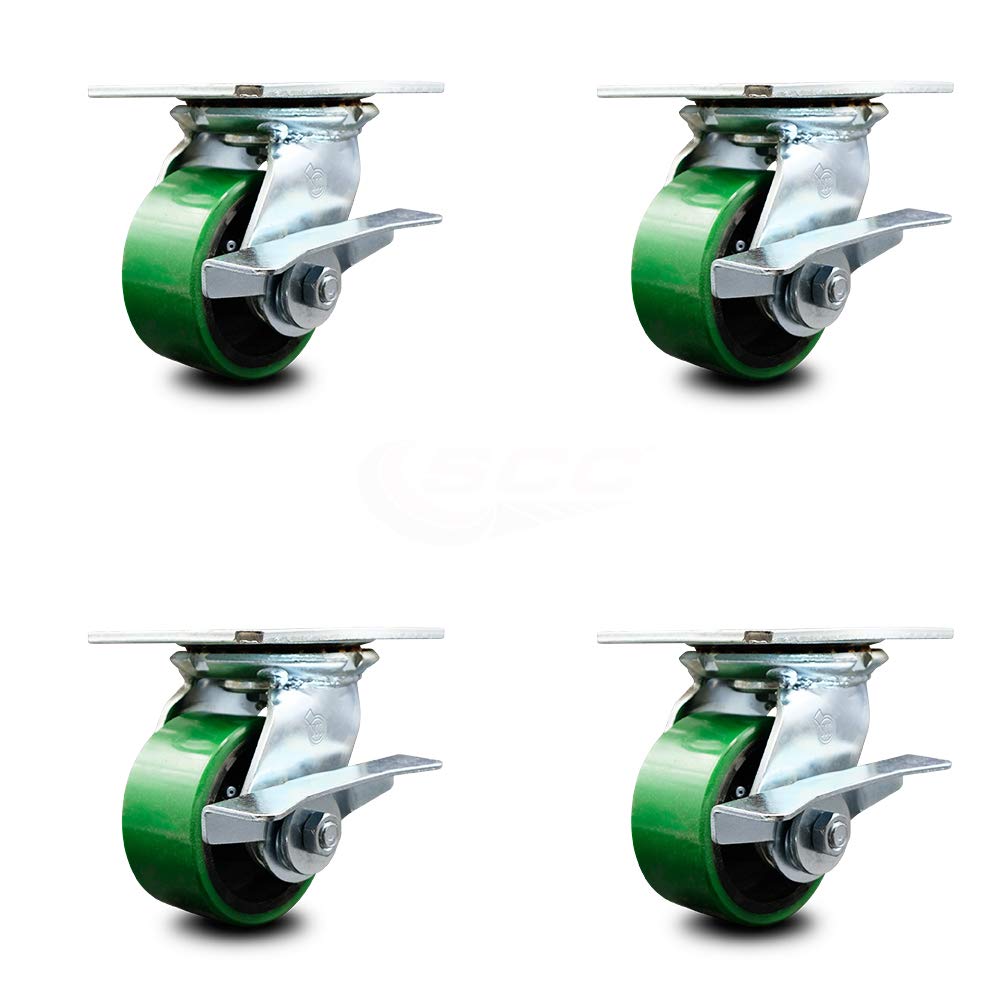 Pack of 2 Swivel Caster with 8 x 2 Green Wheel N436