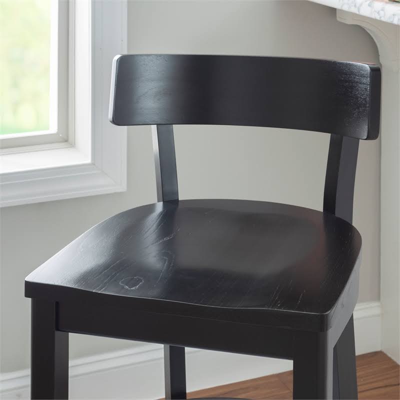 Solid Wood Set of Two Barstools in Black X47782