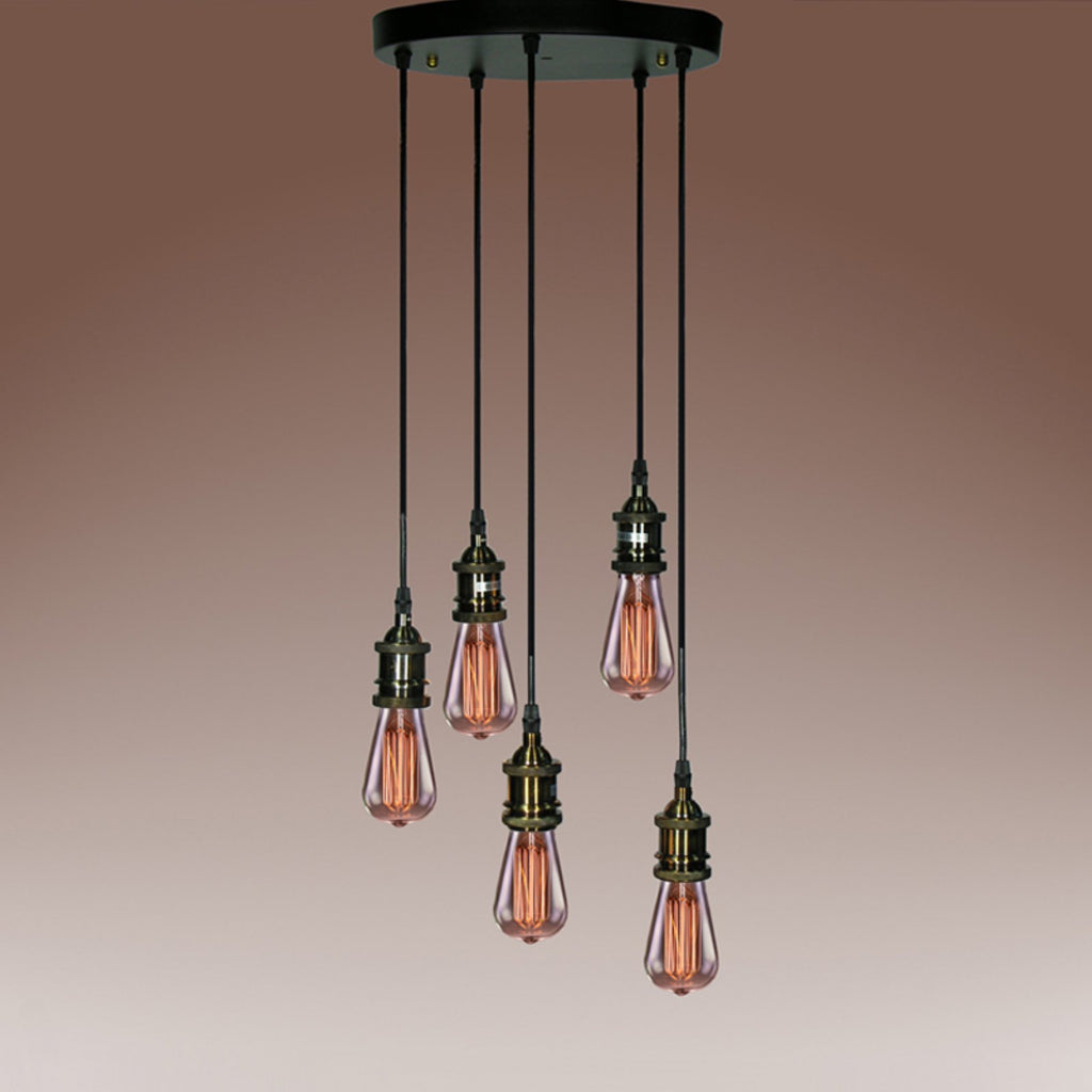 5-light Adjustable Cord Edison Lamp with Bulbs K2976