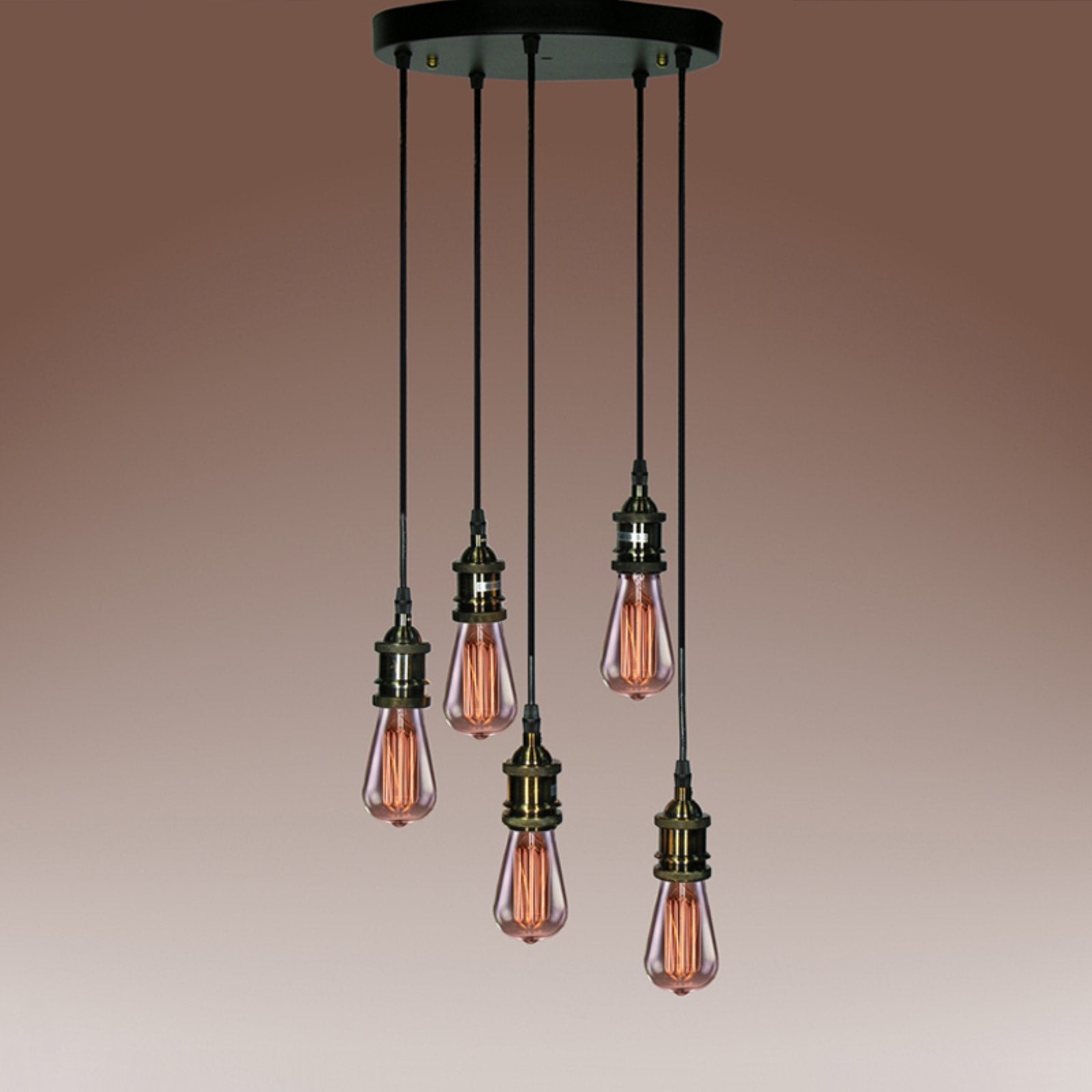 5-light Adjustable Cord Edison Lamp with Bulbs K2976
