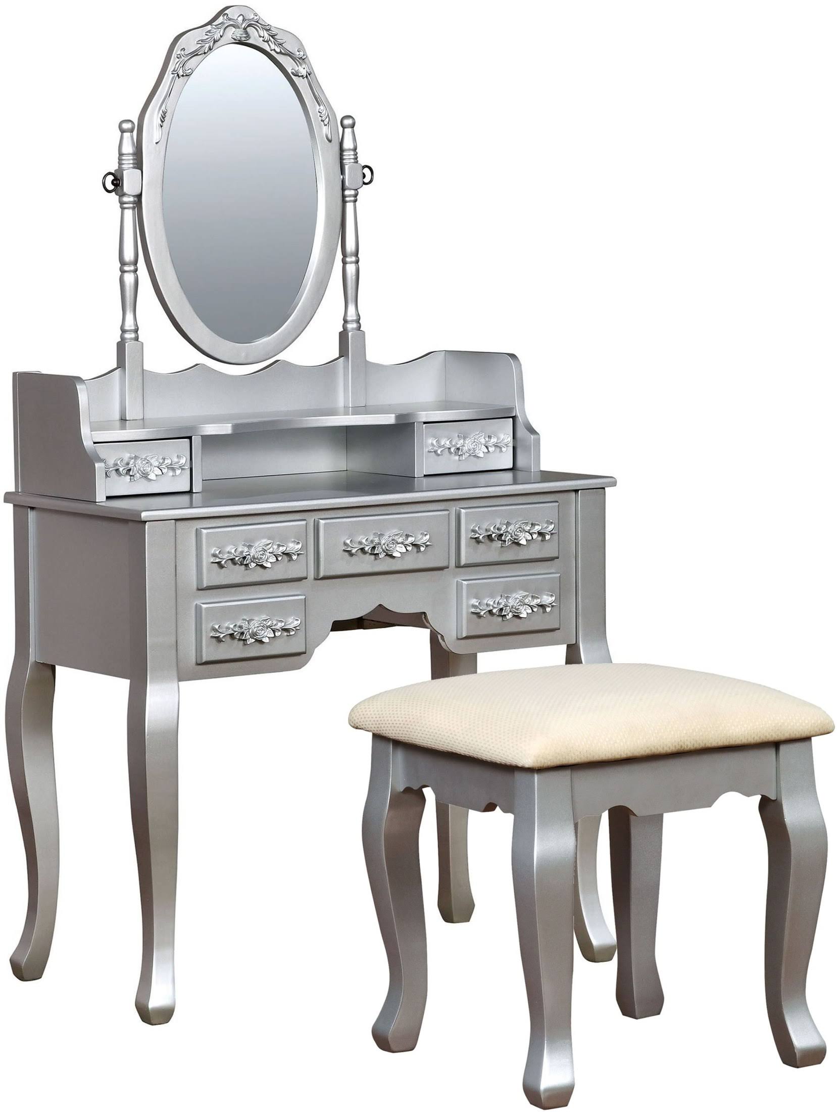 Silver Vanity with Stool F716527