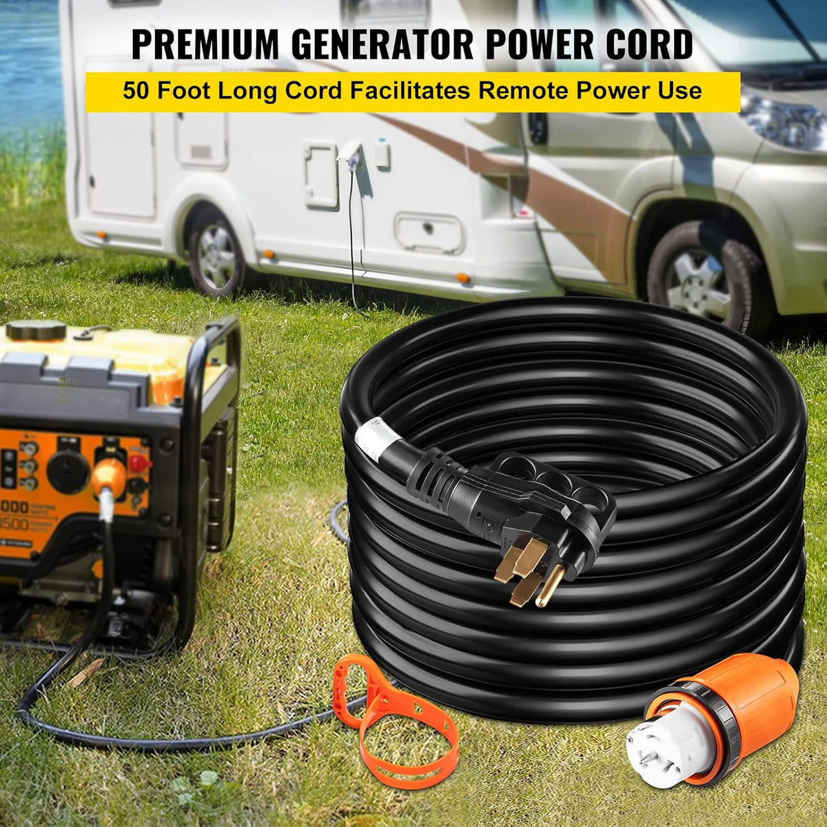 50 Feet 50AMP ETL Listed 125/250V Generator Power Cord T129