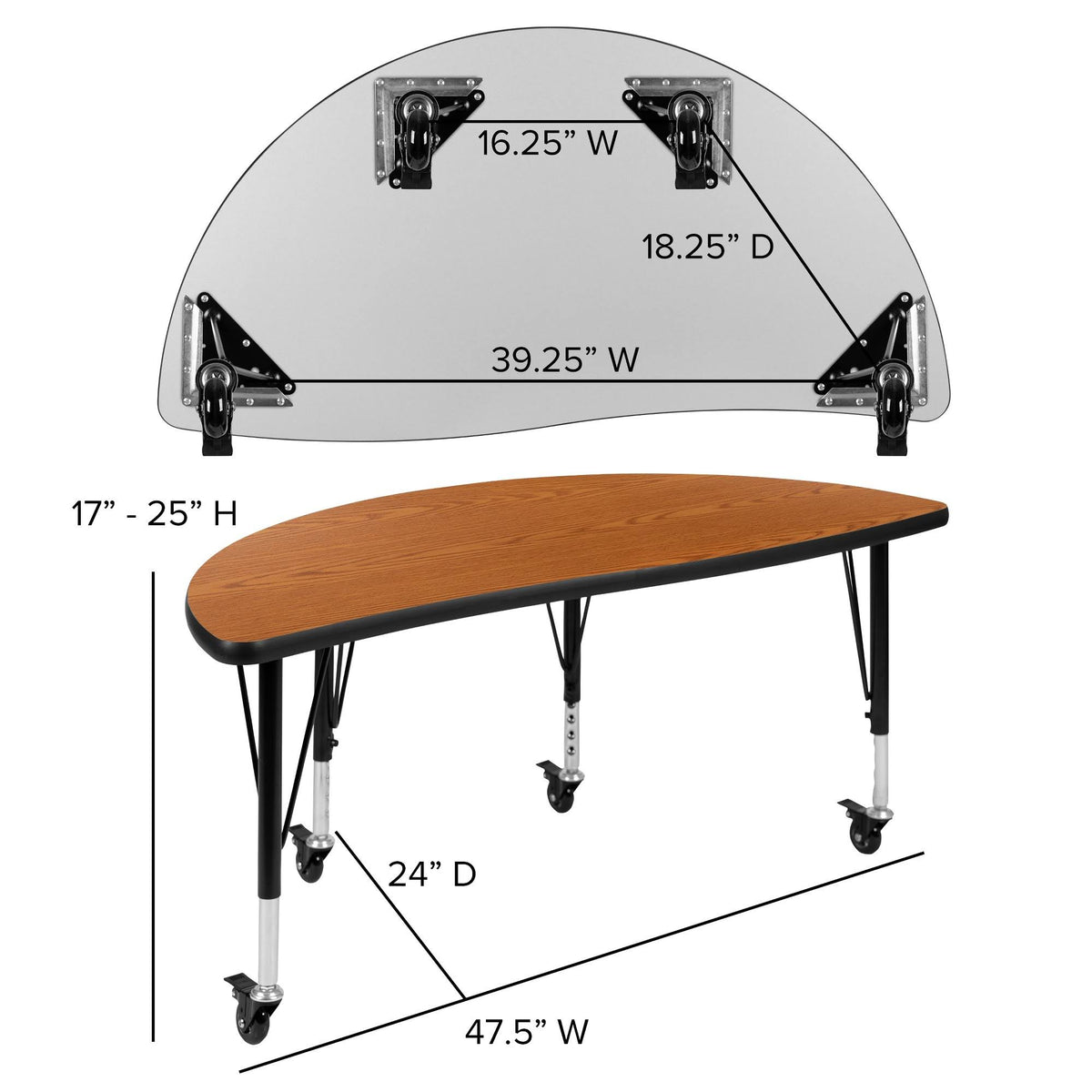 Mobile Laminate Activity Table Set with Student Stack Chairs, Oak/Black P868325