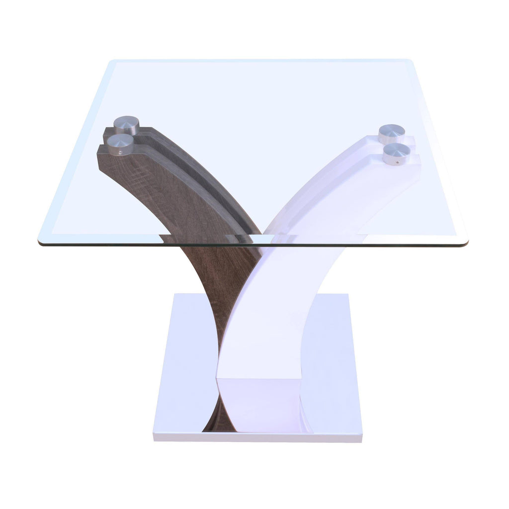 Clear Glass White Walnut Sofa Table A478