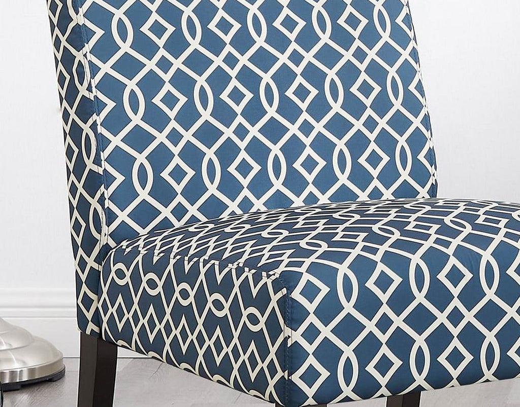 3pc Blue Fabric Upholstered Side Table and 2 Chairs G8487
