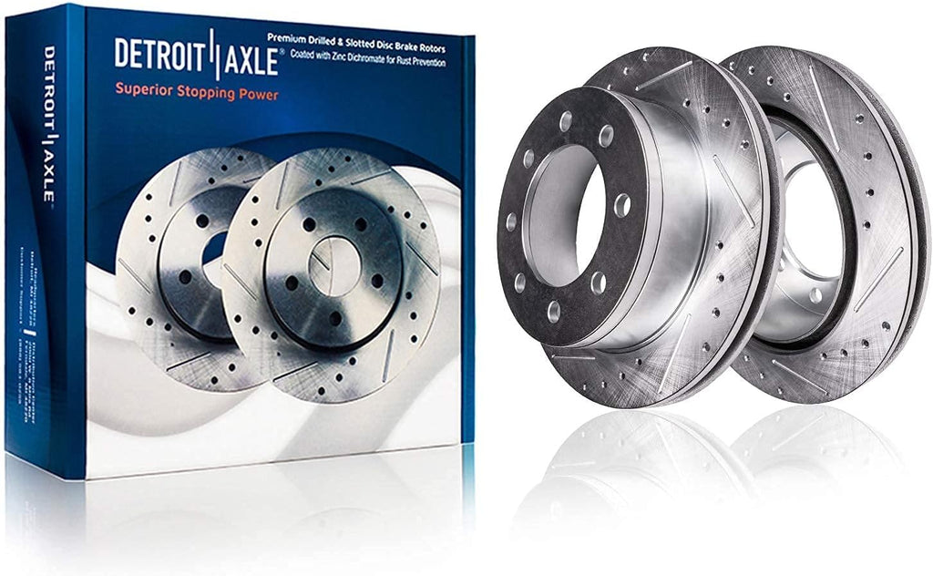 Front Drilled & Slotted Brake Rotors and Brake Pads Kit 6pc Set T4081