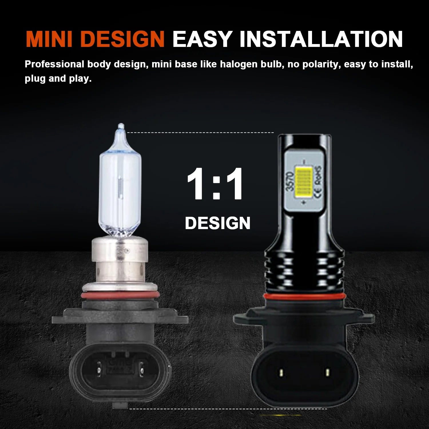 6X LED Headlights Bulbs Kit 6000K P667