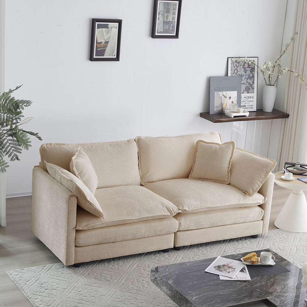 Beige Chenille Fabric 2 Seater Sofa L467636