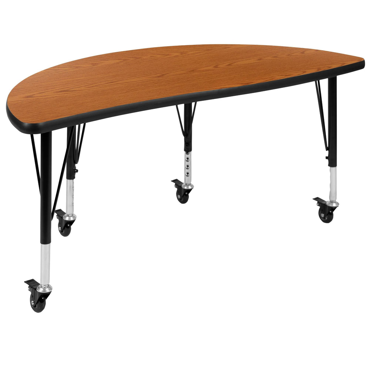 Mobile Laminate Activity Table Set with Student Stack Chairs, Oak/Black P868325