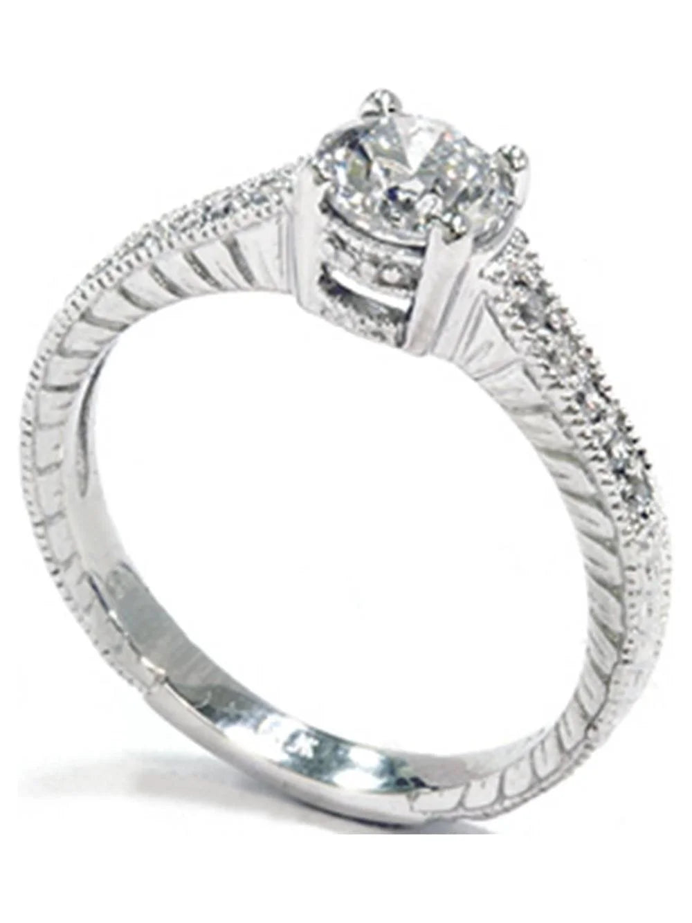 1 Carat 14K White Gold Round Brilliant Cut Engagement Ring I15911
