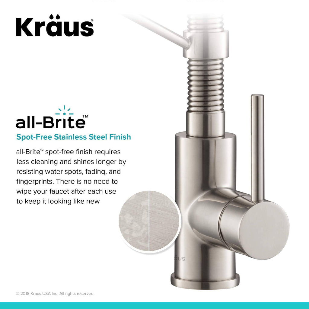 Commercial Kitchen Faucet with Soap Dispenser, Spot Free Stainless Steel V30502