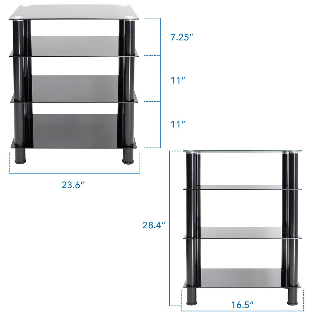 Tempered Glass 4-Tier Media Stand, Black N1863