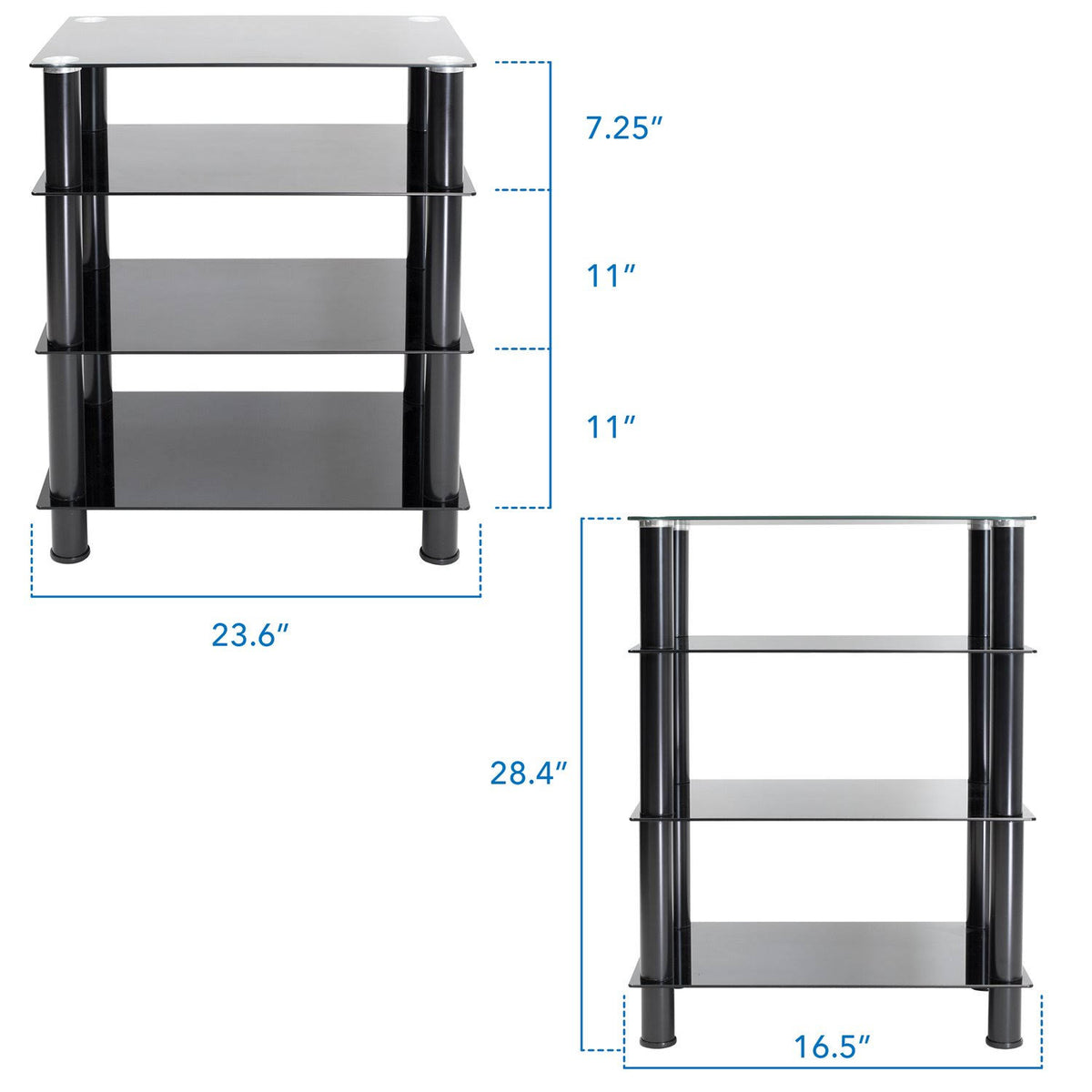 Tempered Glass 4-Tier Media Stand, Black N1863