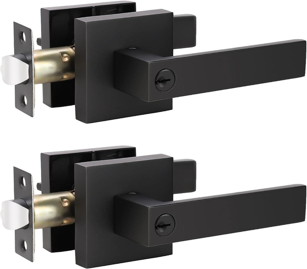 2 Pack Matte Black Heavy Duty Entrance Lever Door Handle Y782554