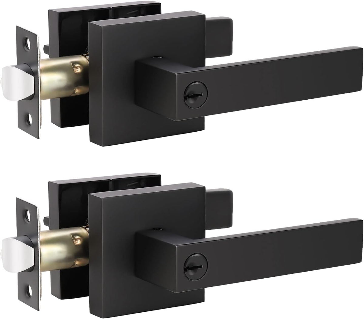 2 Pack Matte Black Heavy Duty Entrance Lever Door Handle Y782554
