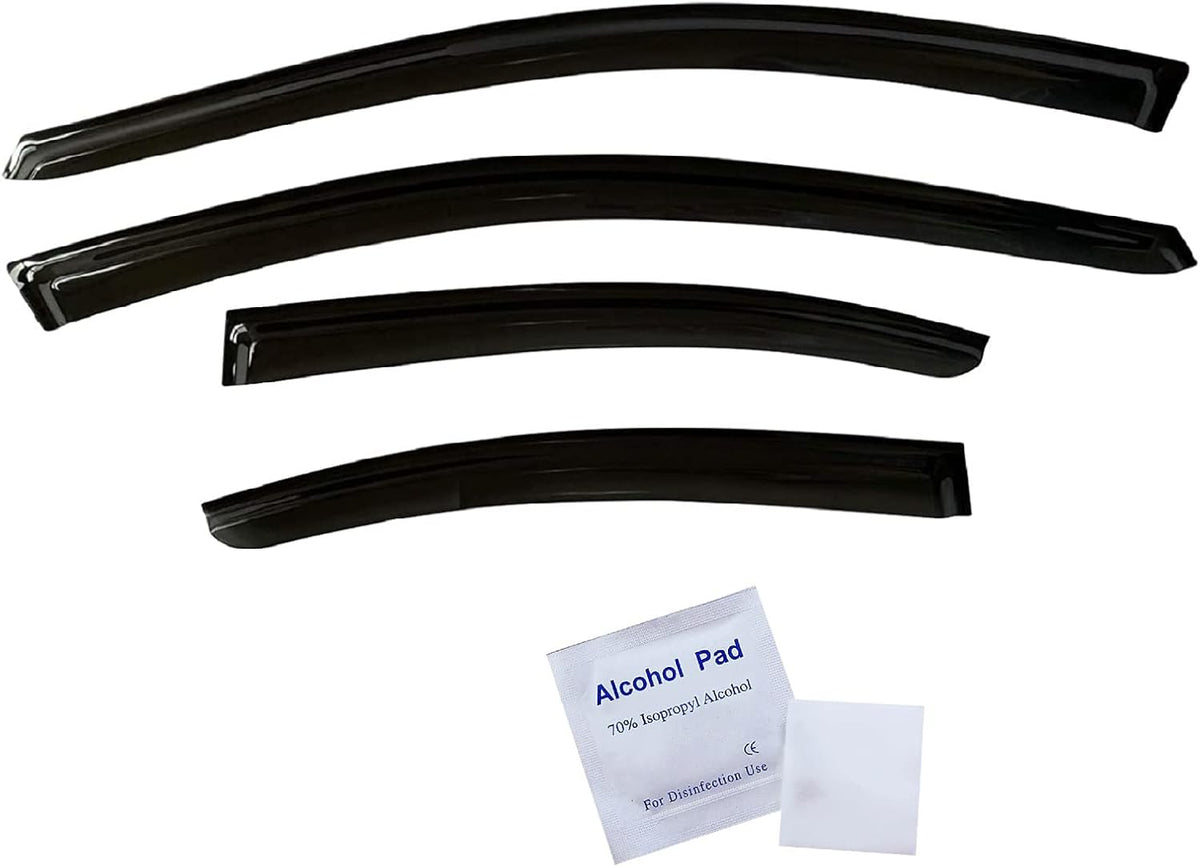 Smoke Tinted Tape-On Side Window Visor Deflectors Rain Guards Pack of 2 G478