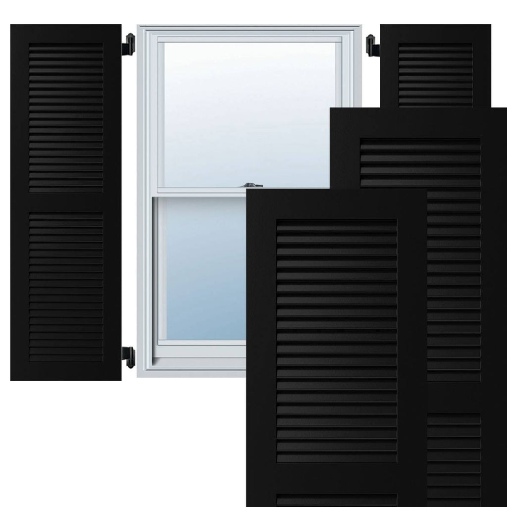 Black Exterior Composite Louvered Shutters Per Pair L4296
