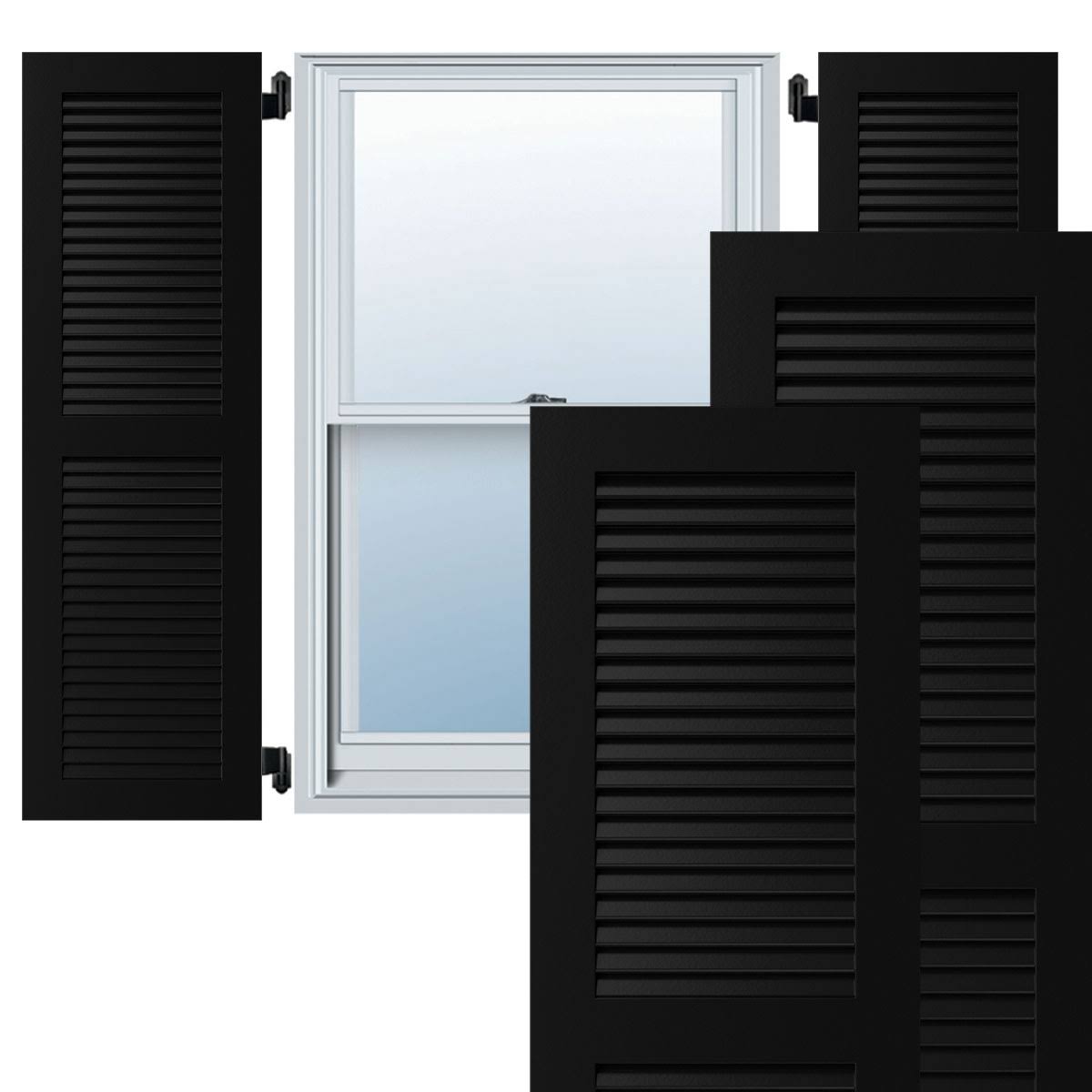 Black Exterior Composite Louvered Shutters Per Pair L4296