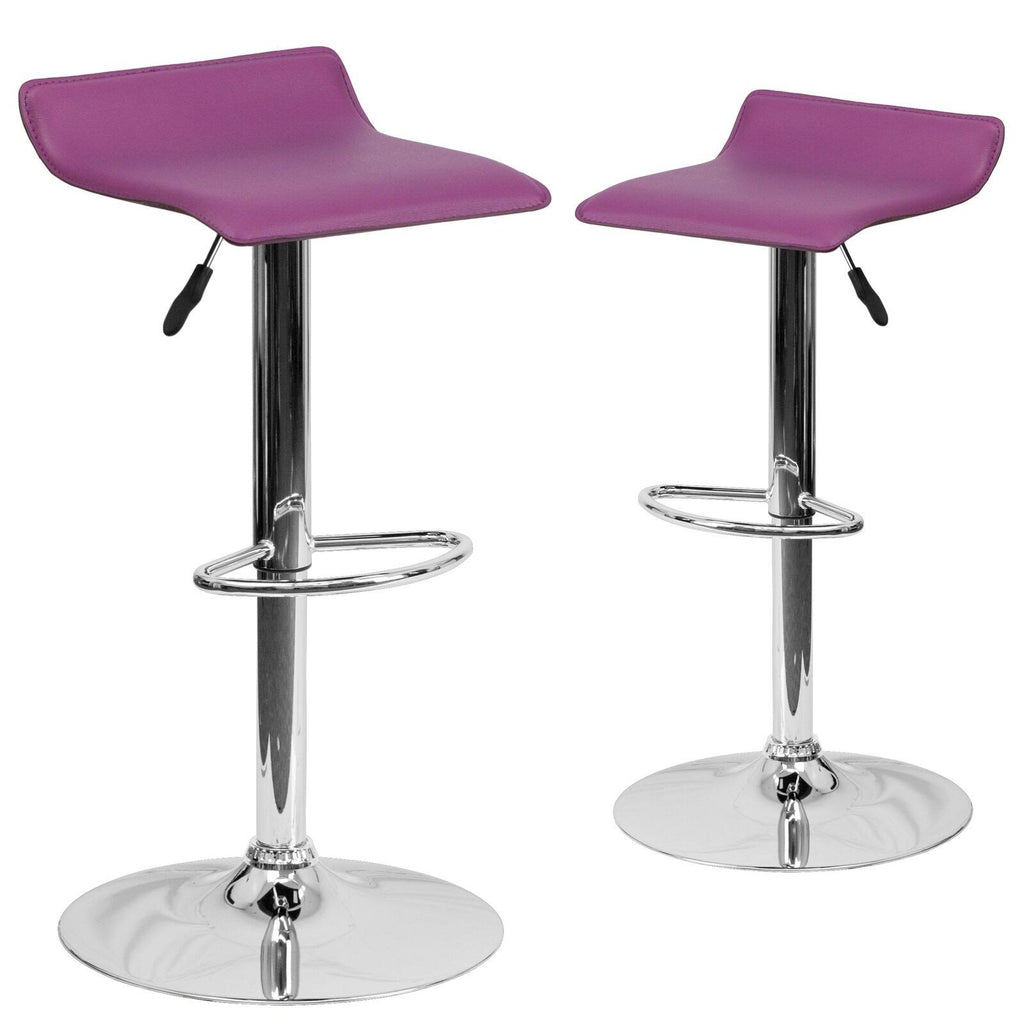 2 Pk. Vinyl Adjustable Height Barstool with Chrome Base, Purple P5216