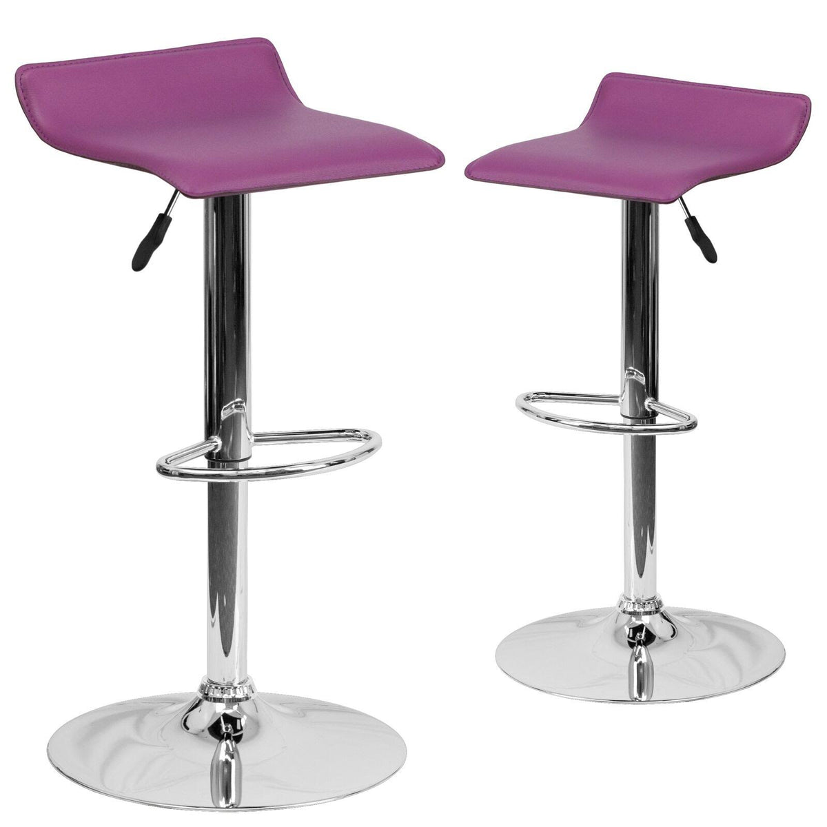 2 Pk. Vinyl Adjustable Height Barstool with Chrome Base, Purple P5216