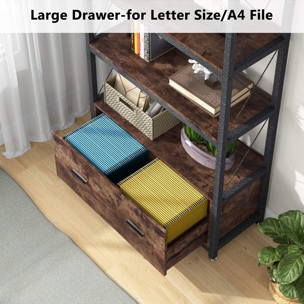 Lateral Filing Cabinet with Open Storage Shelves H8874