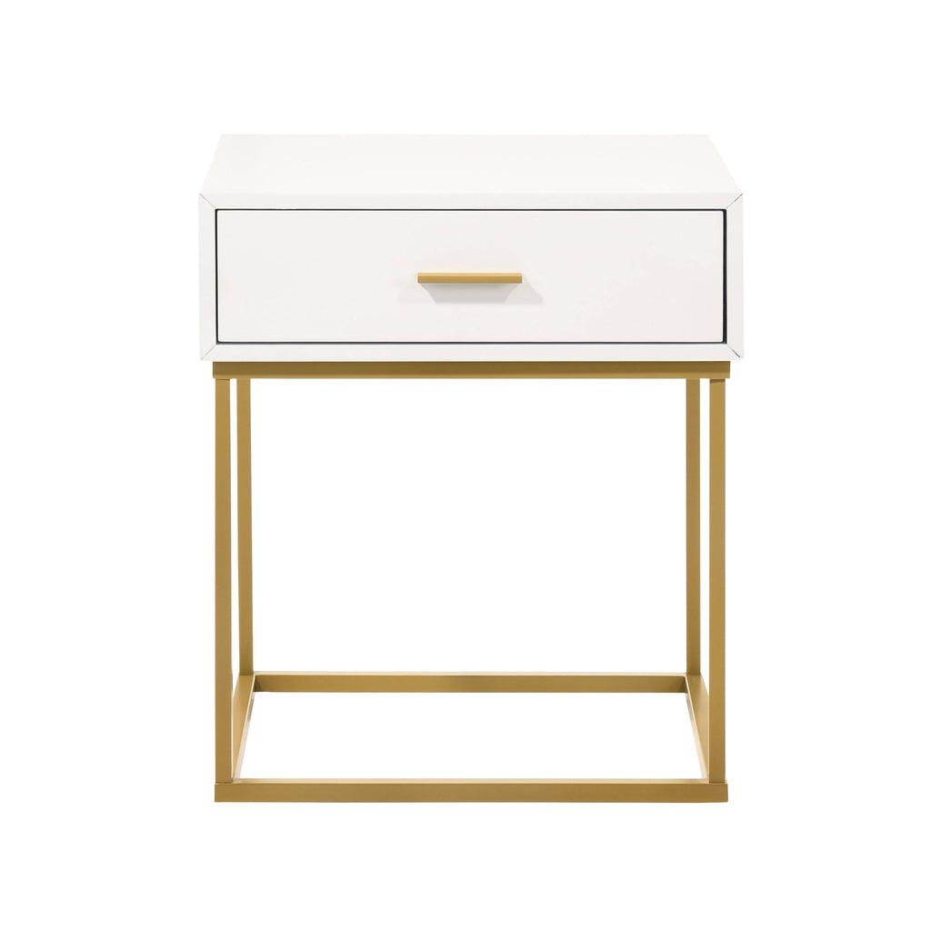 White One Drawer Dresser with Gold Legs O8904
