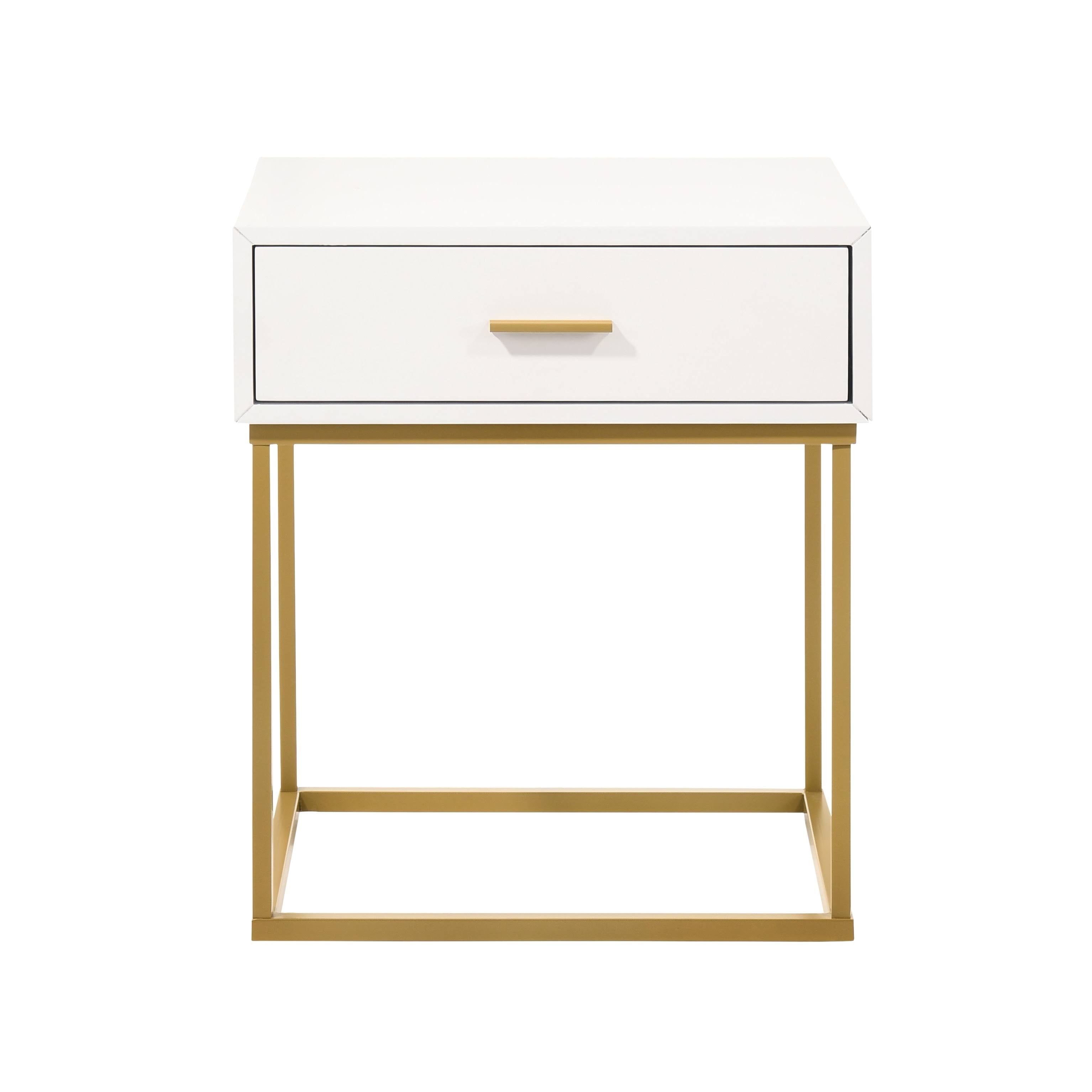 White One Drawer Dresser with Gold Legs O8904