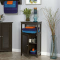 Espresso Wood Finish Bathroom Floor Cabinet Storage Unit X425134