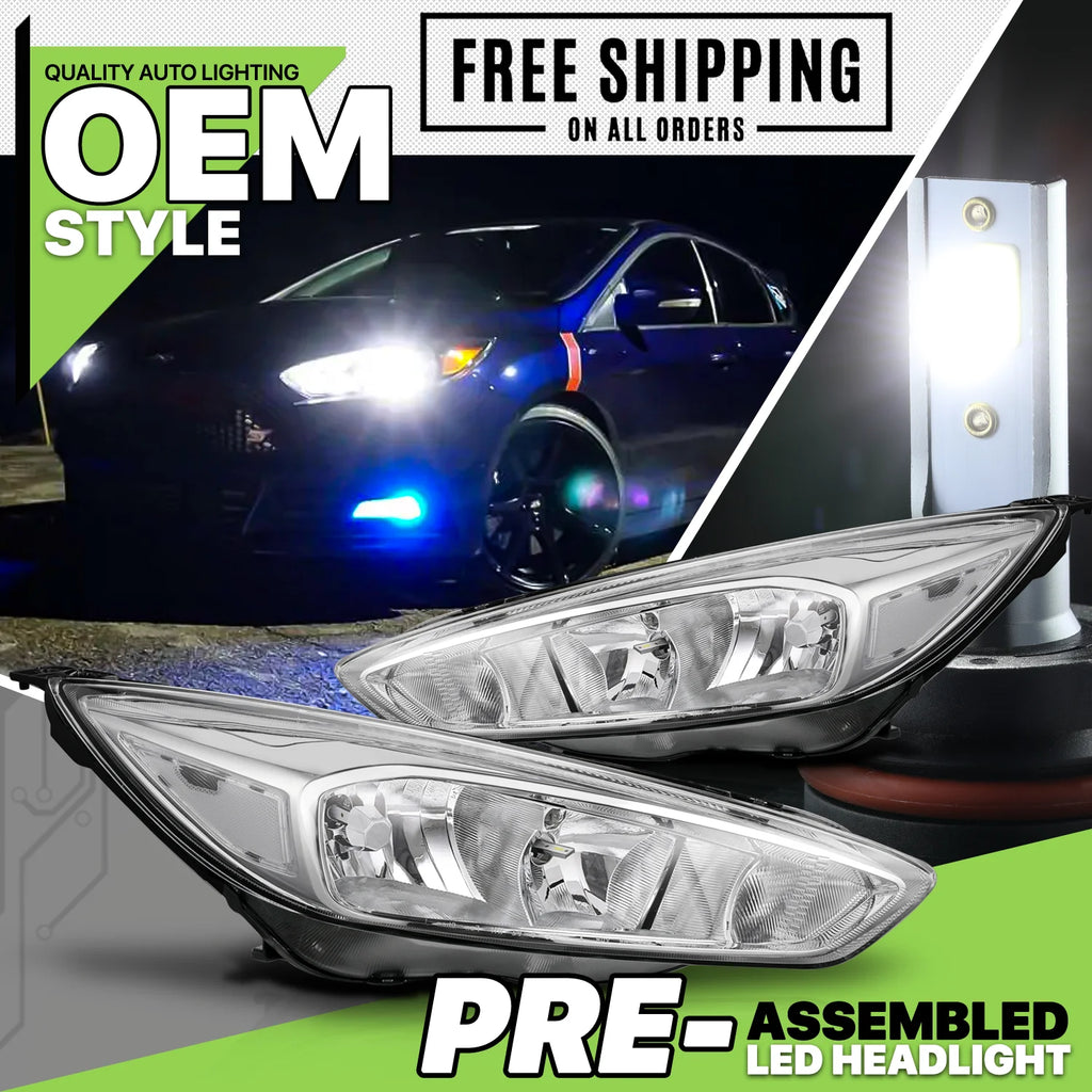 1 Pair Headlight Assembly with Pre-Assembled LED Bulbs I1124