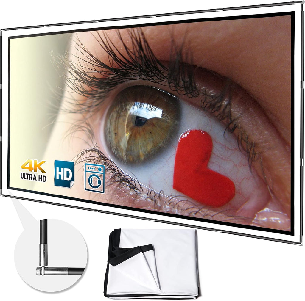 Foldable Projector Screen 100 inch 16:9 HD 4K Anti-Crease Black Backing Silver Portable Projection Screen Pack of 2 U314447