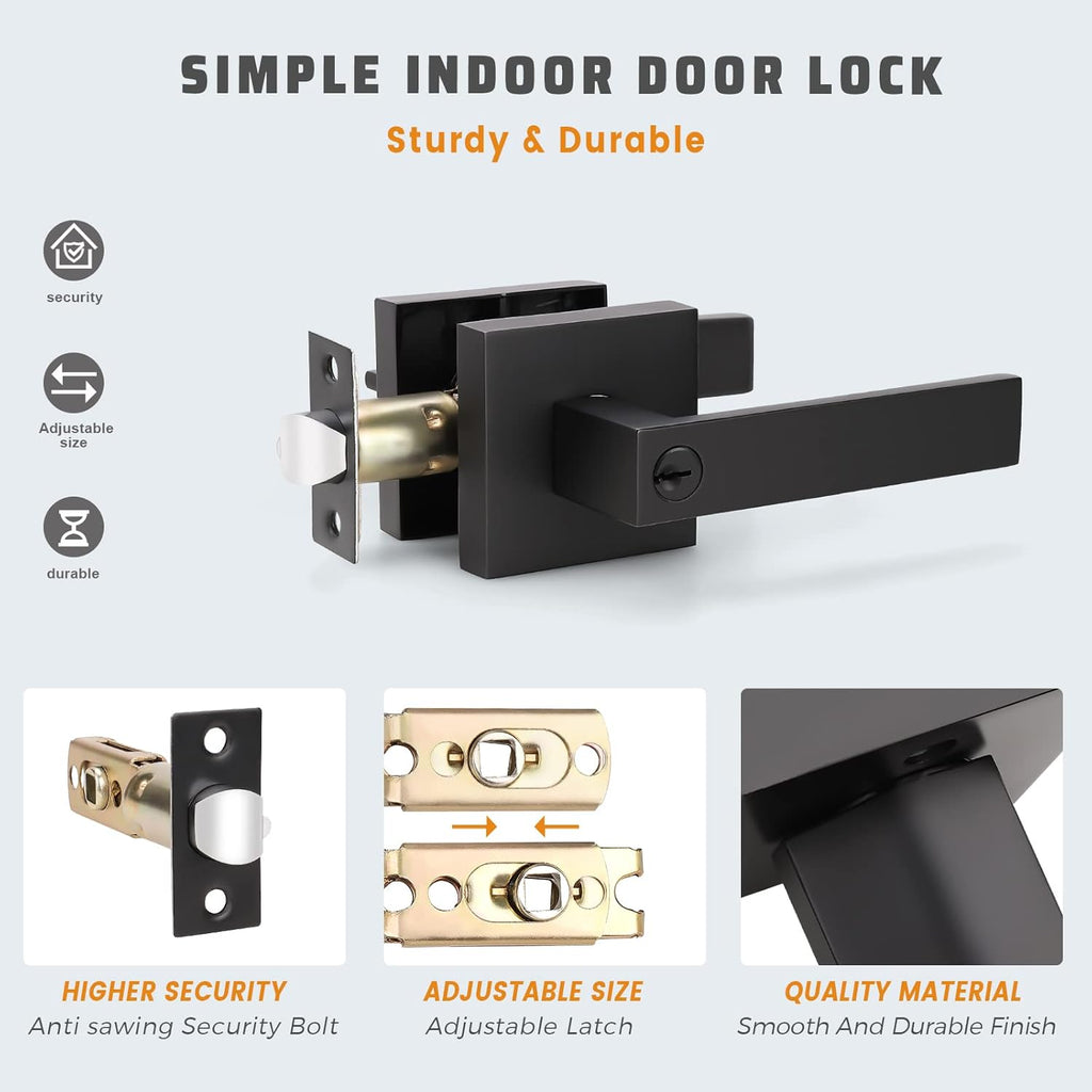 2 Pack Matte Black Heavy Duty Entrance Lever Door Handle Y782554