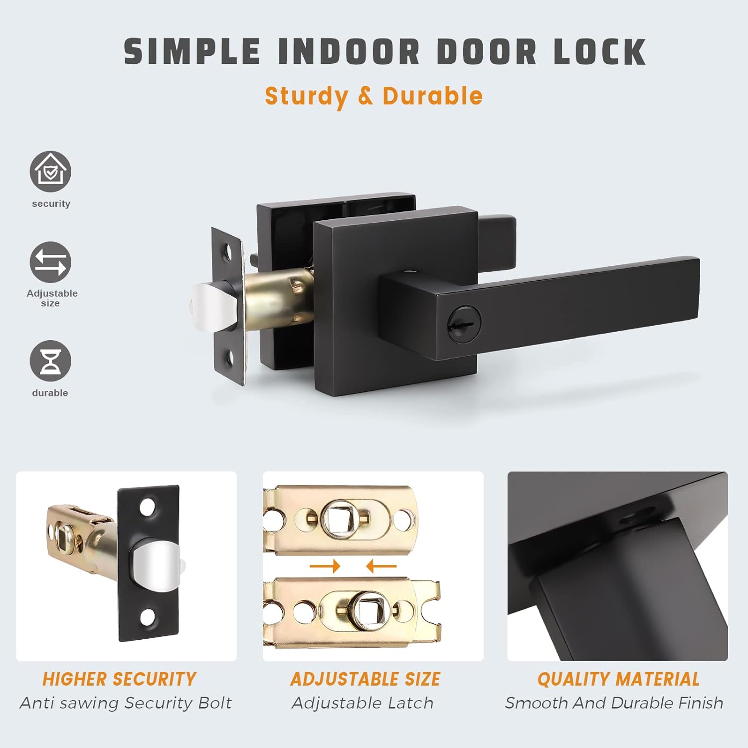 2 Pack Matte Black Heavy Duty Entrance Lever Door Handle Y782554