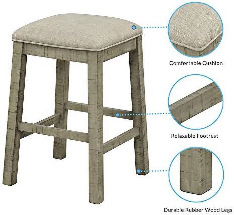 4-Piece Counter Height Dining Table Set with 3 Leather Padded Stools G67643