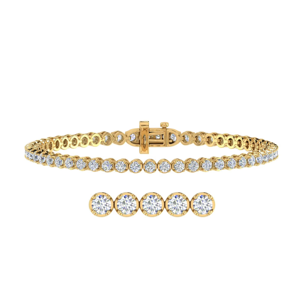 10K Yellow Gold Diamond Tennis Bracelet 7 Inch Q47807