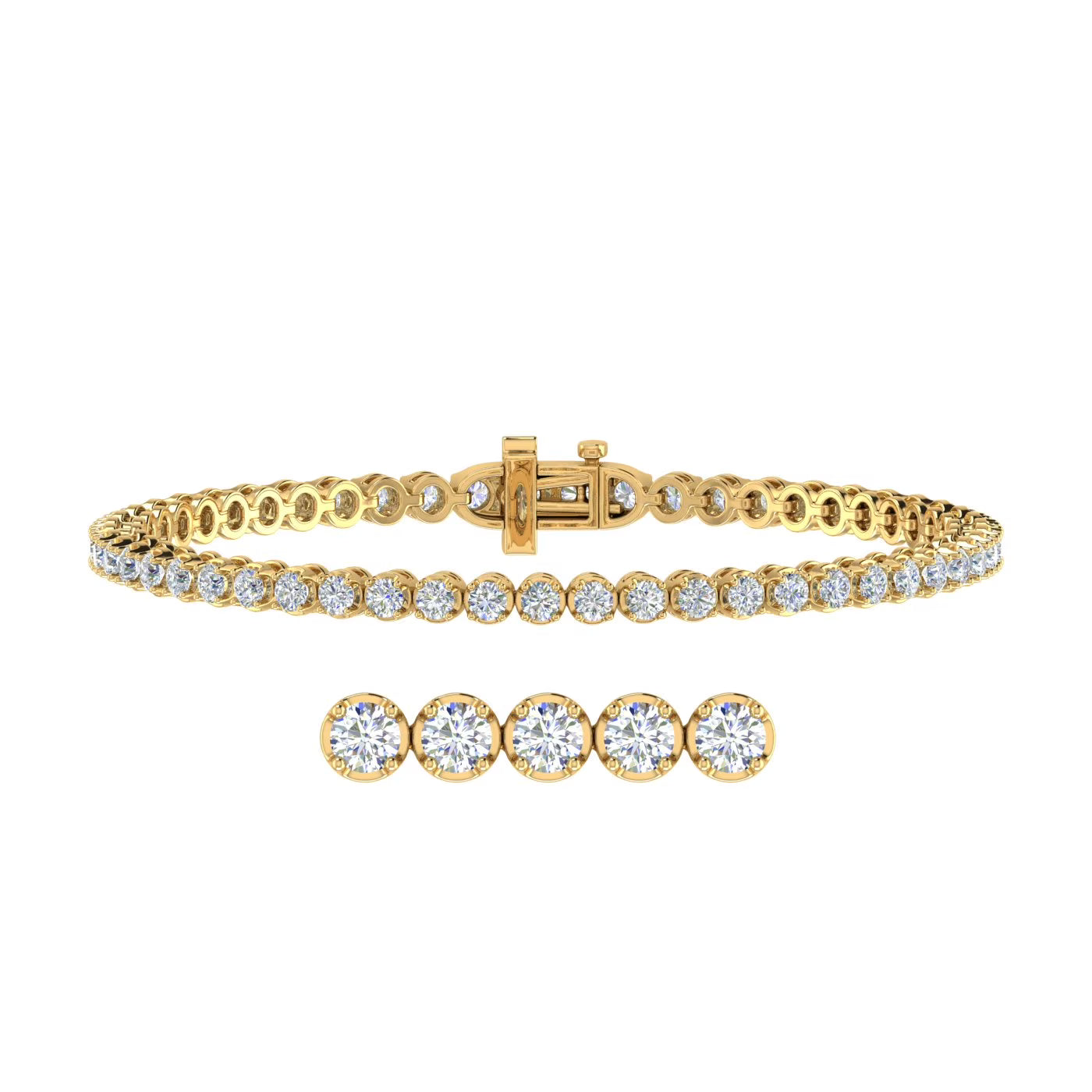 10K Yellow Gold Diamond Tennis Bracelet 7 Inch Q47807