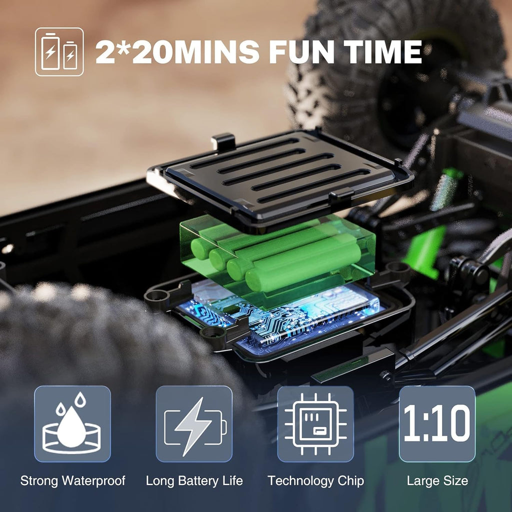1:10 Scale 2.4 GHz Waterproof 4WD RC Monster Truck (Green) R376