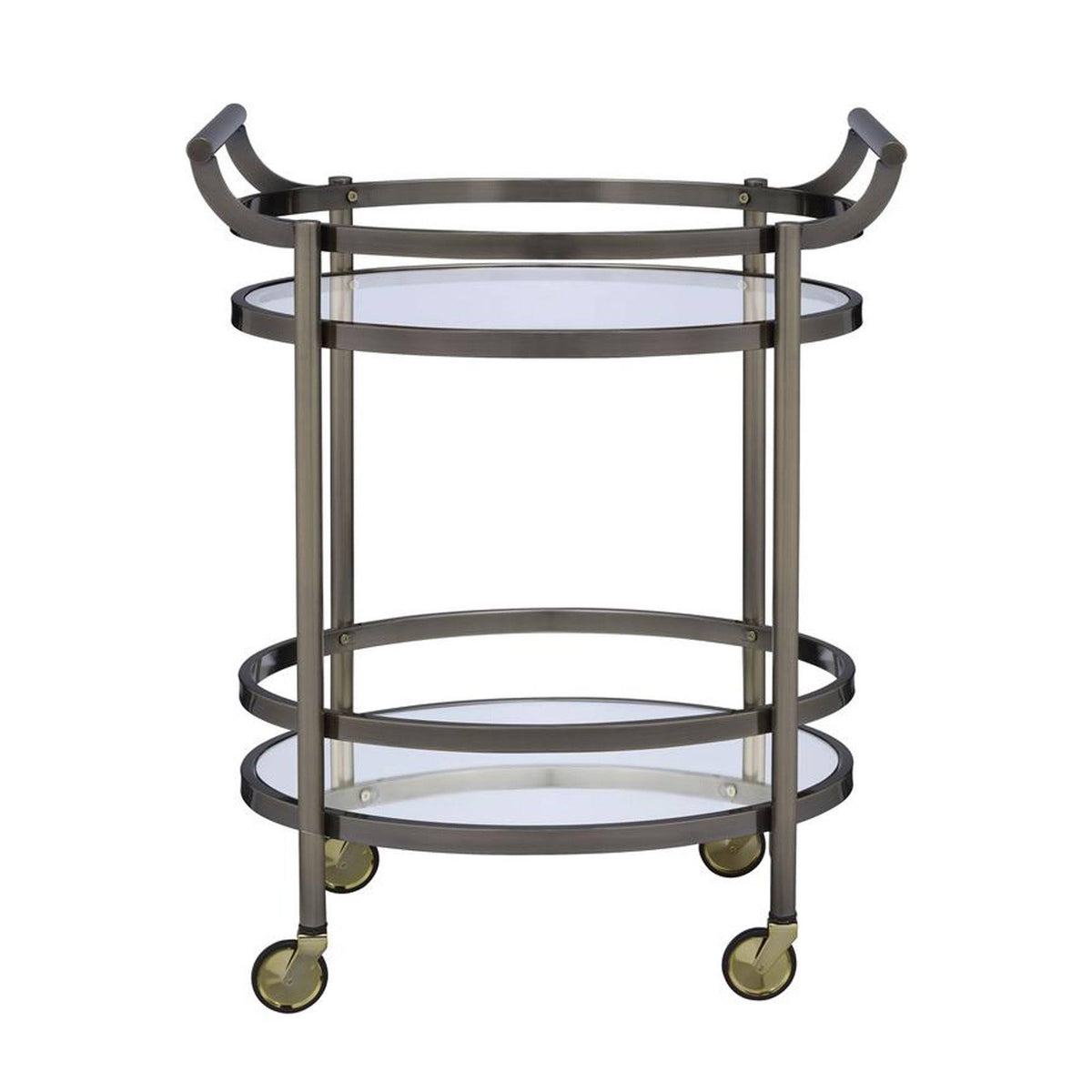 Oval Metal Serving Cart with Clear Glass Y1621